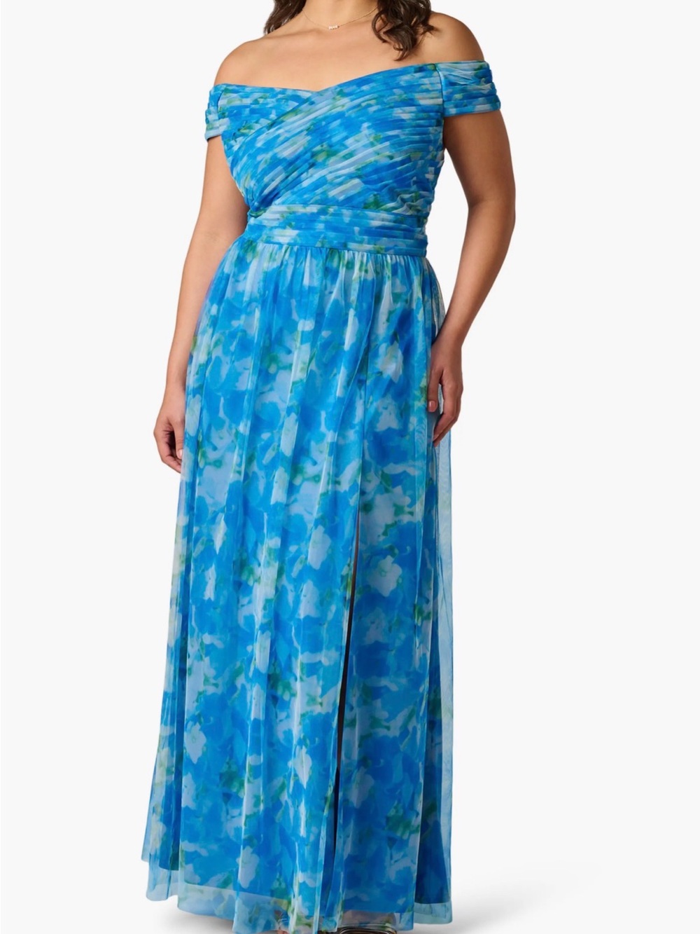 Adrianna Papell Sweetpea Off the Shoulder Tulle Gown SIZE:18W MSRP